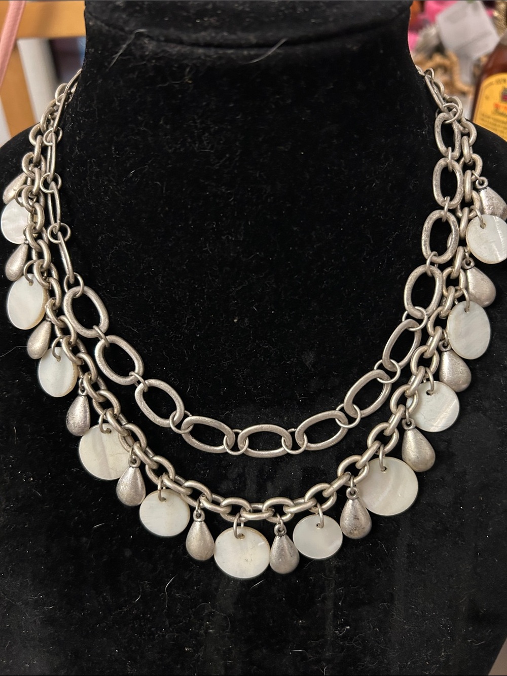 Premier Designs Silver-Tone Layered Disc & Teardrop Necklace